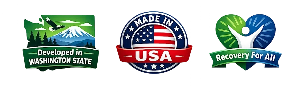 Developed in Washington State · Made in USA · Recovery For All