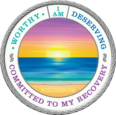 Beach Sunset side of My Recovery Coin — back